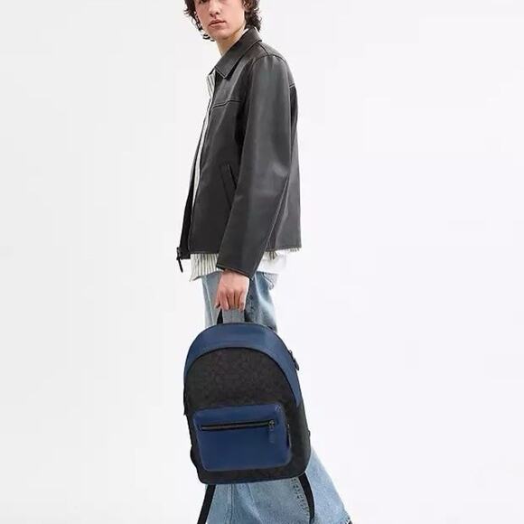 NWT Coach West Backpack In Colorblock Signature Canvas CAX44 Deep Blue - Picture 9 of 9